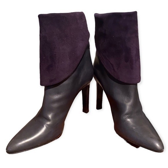 Helmut Lang Blue Leather And Suede Boots - Picture 4 of 13